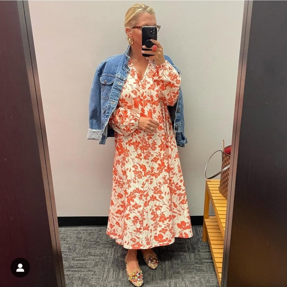 Eleanor Leftwich Collection Orange Floral Kendall Dress - Picture 1 of 10